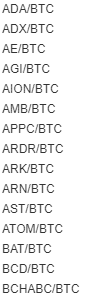 BTC Trading Pairs