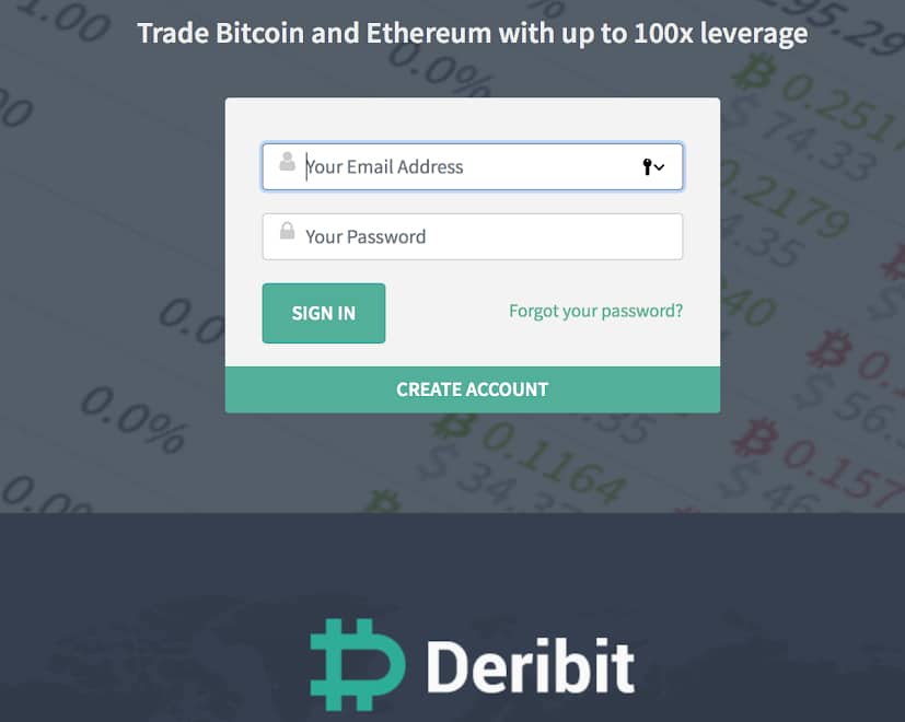 Deribit Exchange - Sign Up