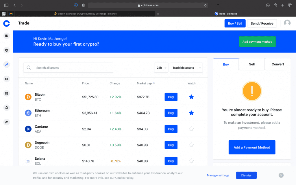 Crypto Arbitrage Trading Mycryptopedia Screenshot of Coinbase's Order Book